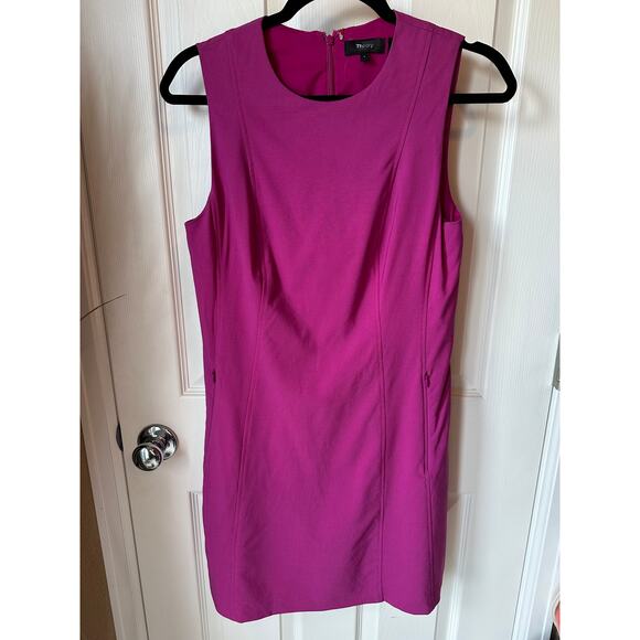Theory Pink Y2K Sleeveless Classic Sheath WoolStretch Dress Size 4 Minimalist - Picture 1 of 5
